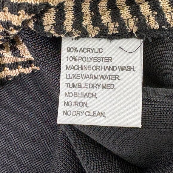 Exclusively Misook Cardigan Women Size M Black Tan Geometric Colorblock Hook Eye - Picture 6 of 11